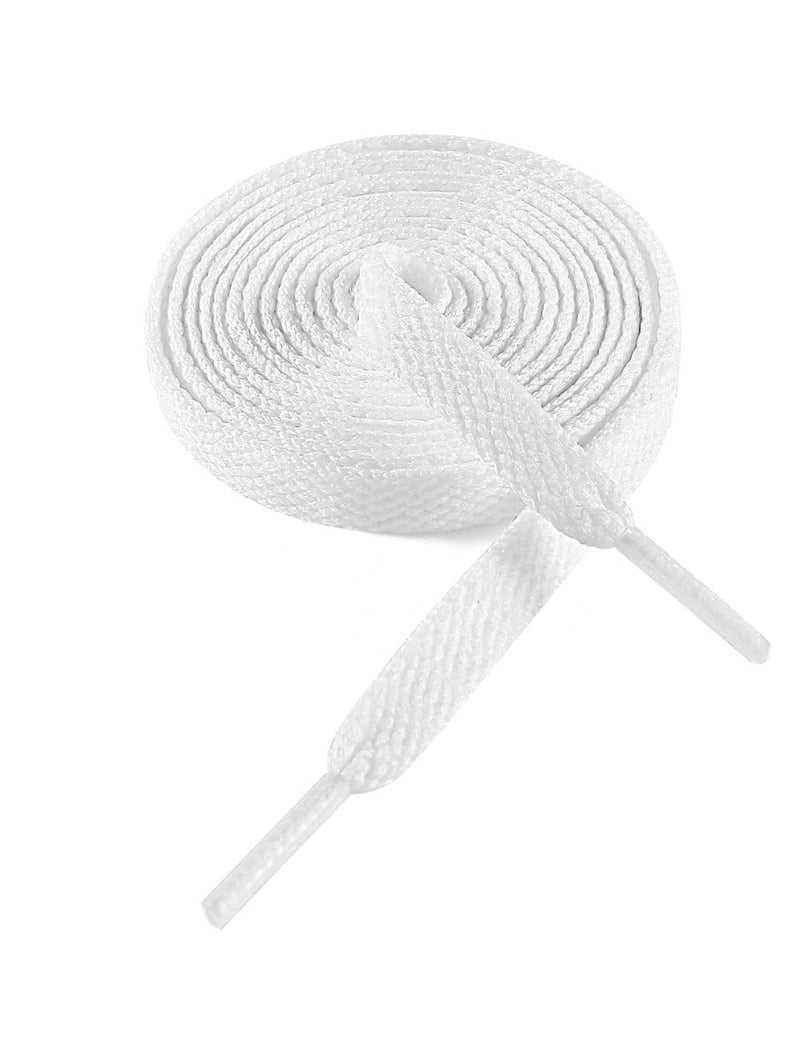 VSUDO 54" Flat White Laces for Sneakers, White Shoelaces, White Shoe Strings, White Replacements Laces for Women or Men (1 Pair-White-137CM) - Image 1