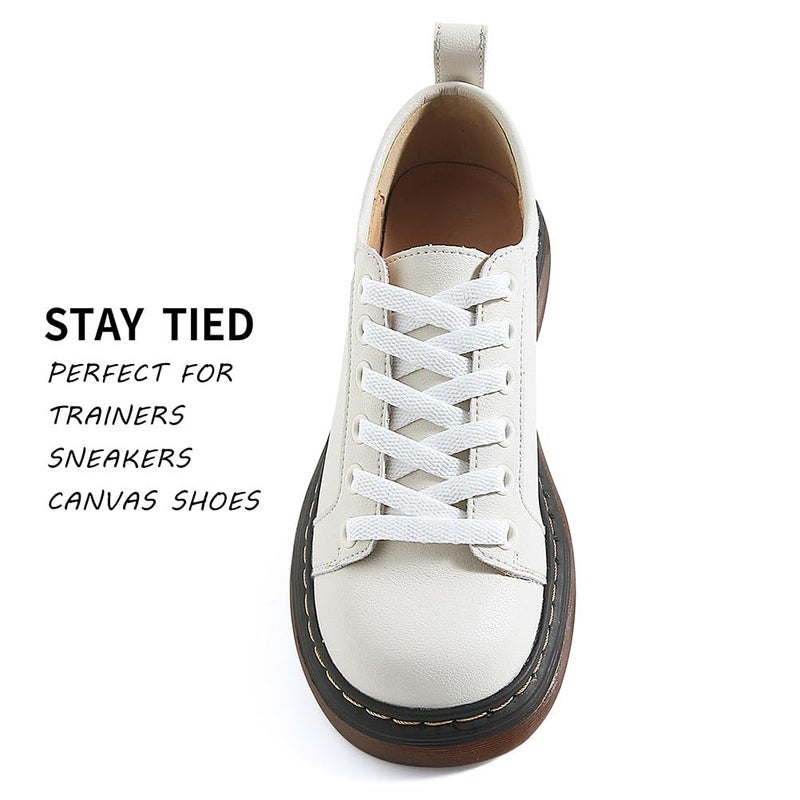 VSUDO 54" Flat White Laces for Sneakers, White Shoelaces, White Shoe Strings, White Replacements Laces for Women or Men (1 Pair-White-137CM) - Image 3