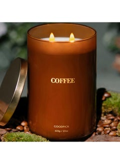 Goodpick Goodpick Coffee Candles 22 oz, Scented Candles, Classic Candles for Home Scented, Soy Candle, Large Jar Candles for Women, Gifts for Men, Birthday Candle Gifts, 120 Hours Burn Time 2 Wicks  - Image 1