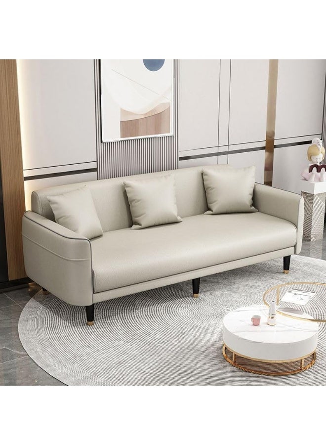Ripple FURNITURE UAE Homes Modern 3-Seater Sofa with Cushions, Light Grey Upholstery, Wooden Frame (Off White) - Image 1
