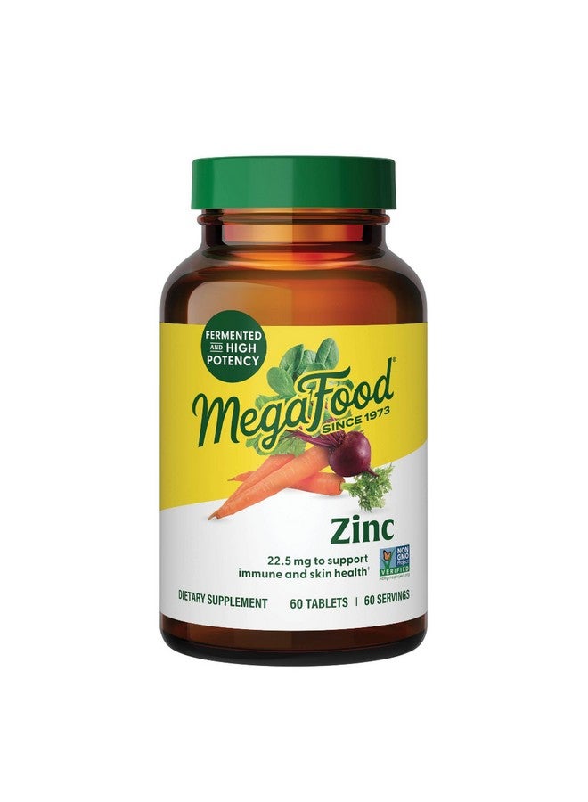 MegaFood Zinc Supplements - Vegan Immune Support Supplement With 22.5 mg High Potency Fermented Zinc - Made With Real Food - Gluten-Free, Kosher - 60 Tablets, 60 Servings - Image 1