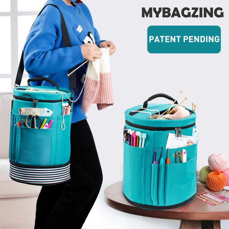 MYBAGZING Expandable Yarn Storage Organizer, Crochet Bag & Yarn Tote with Zipper Closure, Yarn Holder for Crocheting and Knitting for Yarn Skeins, Hooks, Needles,Accessories â€“ Gift for Crafters - Image 5