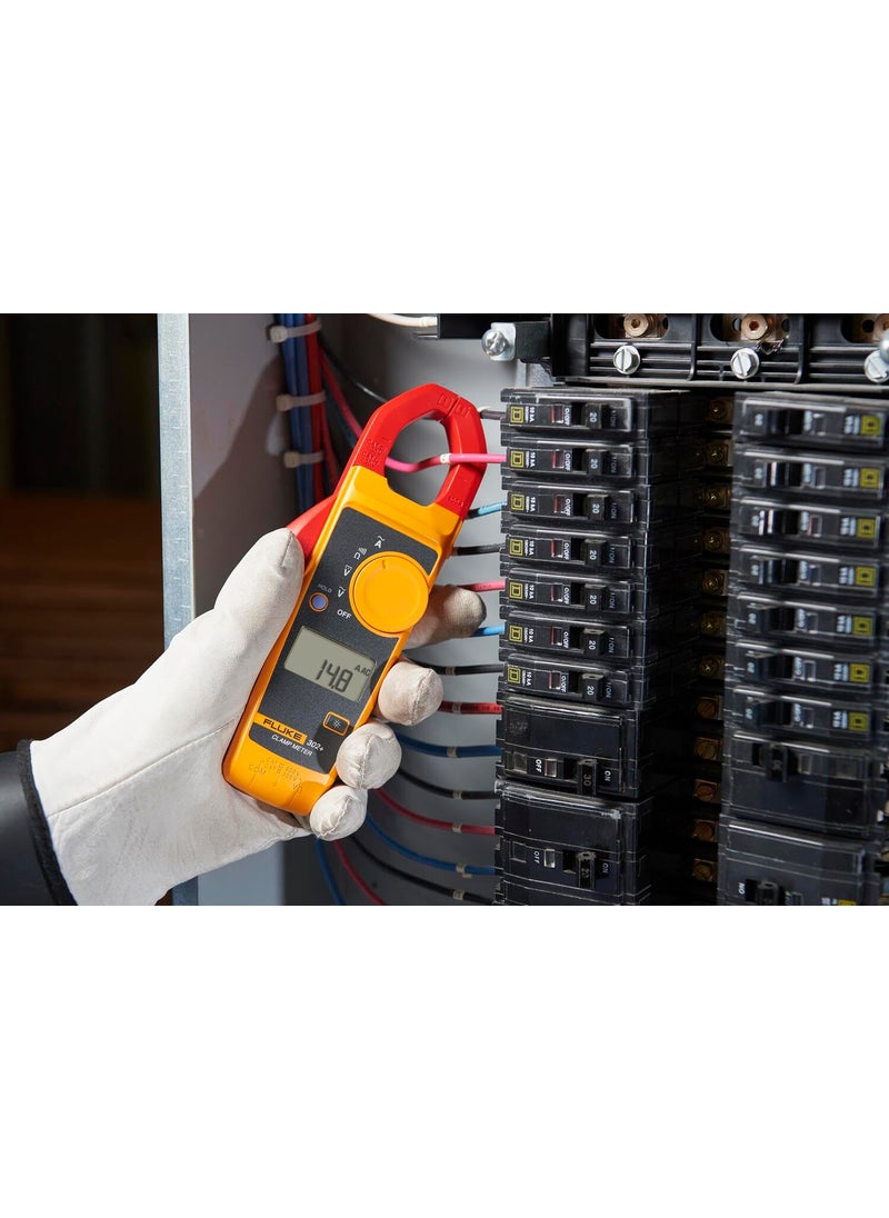 FLUKE Fluke 302+ Digital Clamp Meter, 30mm Jaw, Measures AC Current to 400A, Measures AC/DC Voltage to 600V, Resistance, Continuity, and Capacitance Measurements, Includes 2 Year Warranty  - Image 5