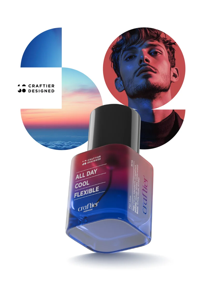 Craftier Perfume FOR MEN Craftier Designed COMBO FOR MEN - (MORNING FRIENDLY PASSIONATE + MOON TRUST RICH + ALL DAY COOL FLEXIBLE), Eau De Parfum 50ml x 3, Long Lasting Summer Fragrance, Premium Perfume Set For Men, Travel Size for Men | Best Price UAE