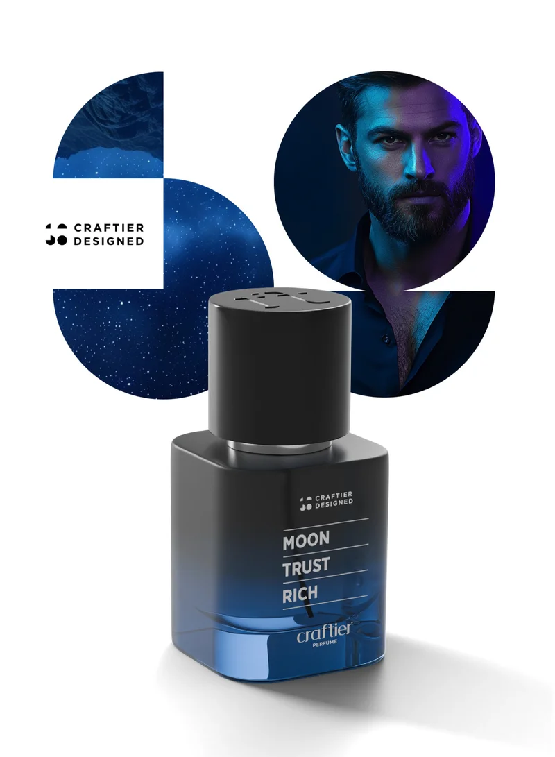Craftier Perfume FOR MEN Craftier Designed COMBO FOR MEN - (MORNING FRIENDLY PASSIONATE + MOON TRUST RICH + ALL DAY COOL FLEXIBLE), Eau De Parfum 50ml x 3, Long Lasting Summer Fragrance, Premium Perfume Set For Men, Travel Size for Men | Best Price UAE