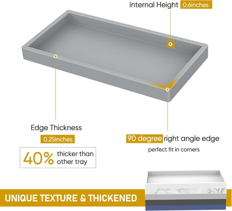 EG-SIPRO High-Grade Thickened Silicone Rectangle Bathroom Vanity Tray - Shatterproof Durable Soap Dispenser Tray for Countertop - Image 2
