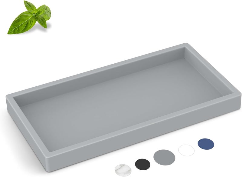 EG-SIPRO High-Grade Thickened Silicone Rectangle Bathroom Vanity Tray - Shatterproof Durable Soap Dispenser Tray for Countertop - Image 1