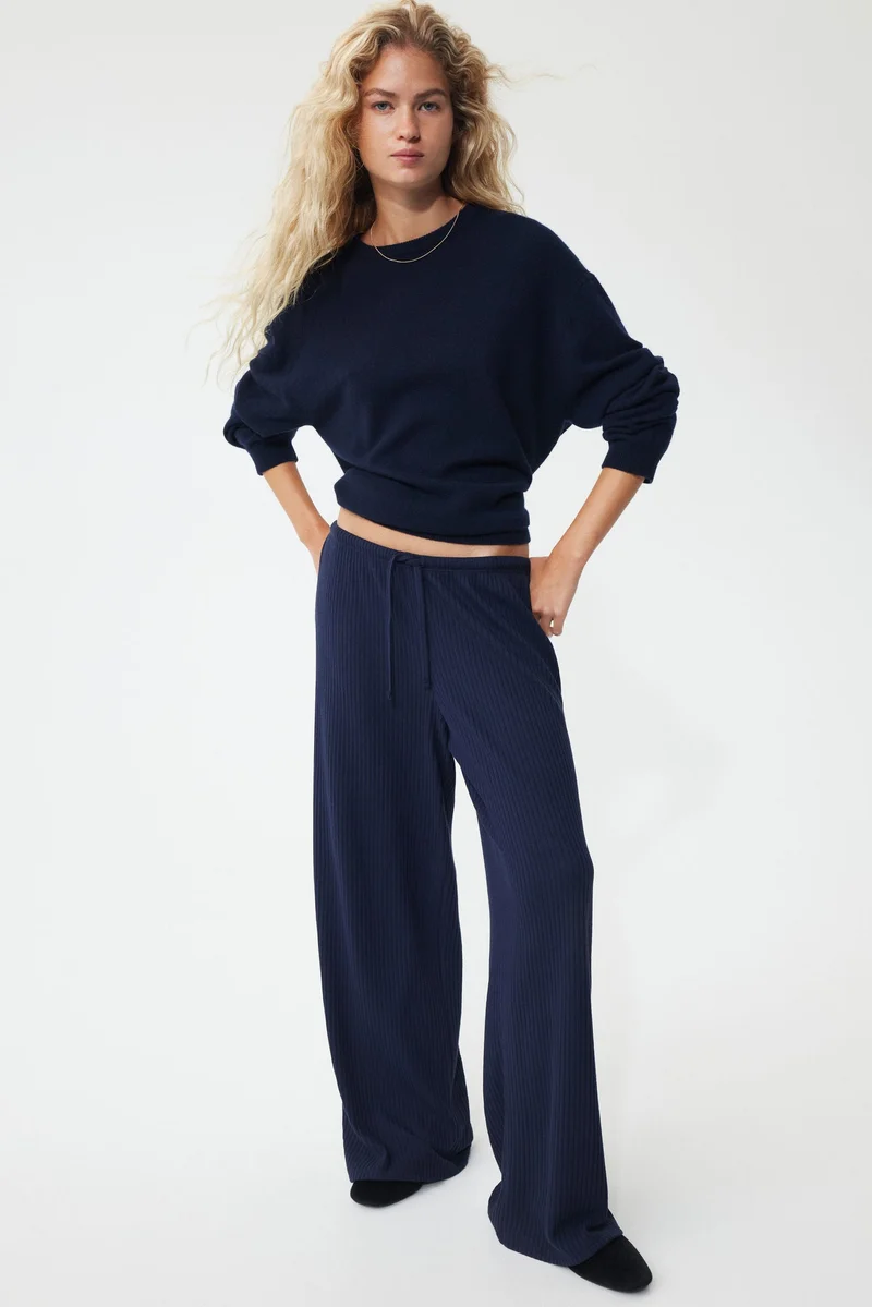 H&M Wide rib-knit trousers