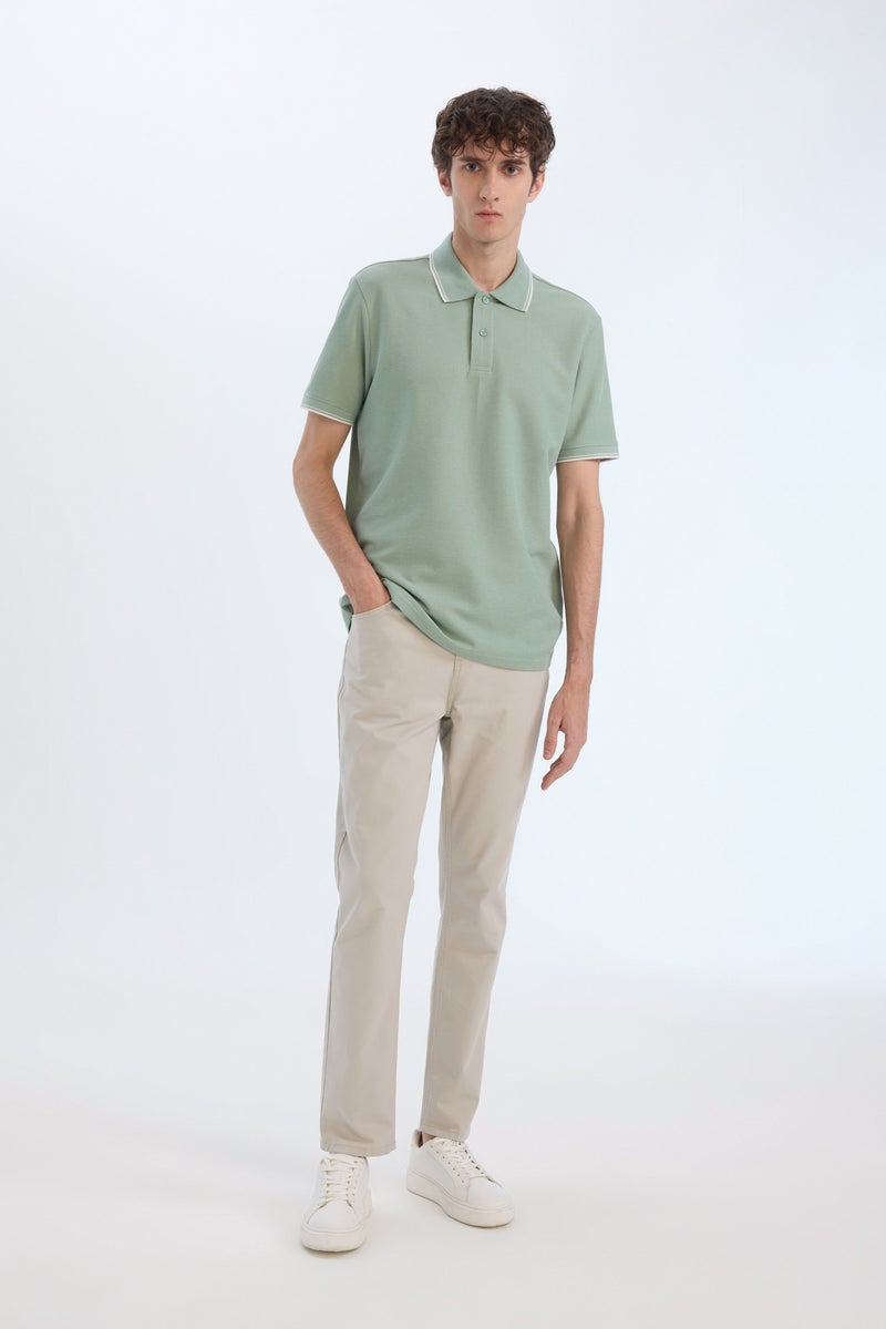 DeFacto Green Man Regular Fit Short Sleeve Waffle Polo Shirt Casual - Image 2