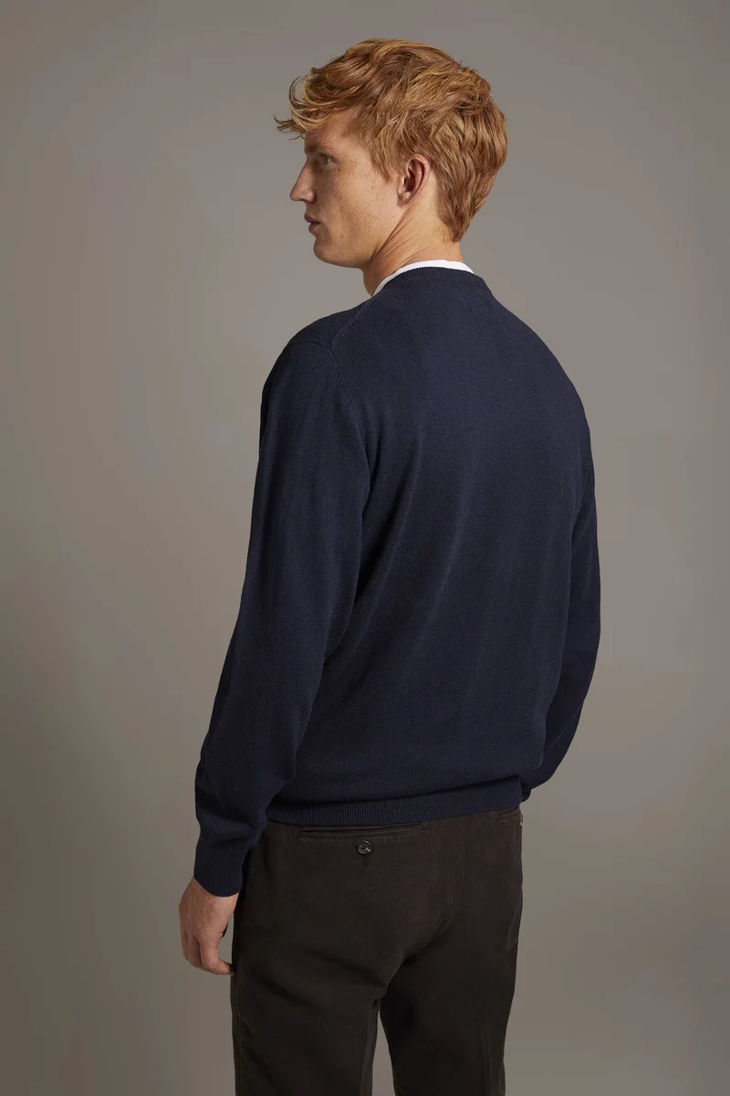 Doppelganger Blue Wool blend V-neck sweater - DK Blue for Men | Best Price UAE