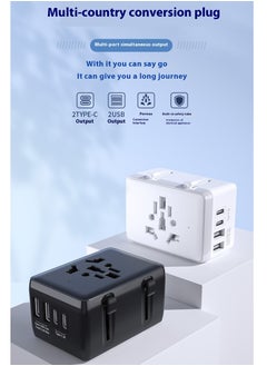 Generic Fast Charging, Universal Travel Adapter - 2 USB + 2 Type C in One travel charger adapter with UK/US/AUS/EU Plugs and Socket, International Power Adapter world travel adapter(Black&Gold)  - Image 2