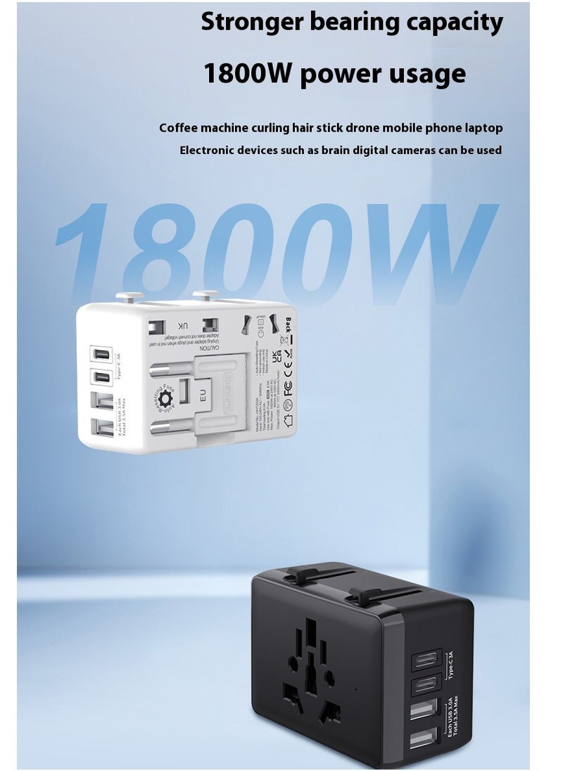 Generic - Fast Charging, Universal Travel Adapter - 2 USB + 2 Type C in One travel charger adapter with UK/US/AUS/EU Plugs and Socket, International Power Adapter world travel adapter(Black&Gold) - Image 1