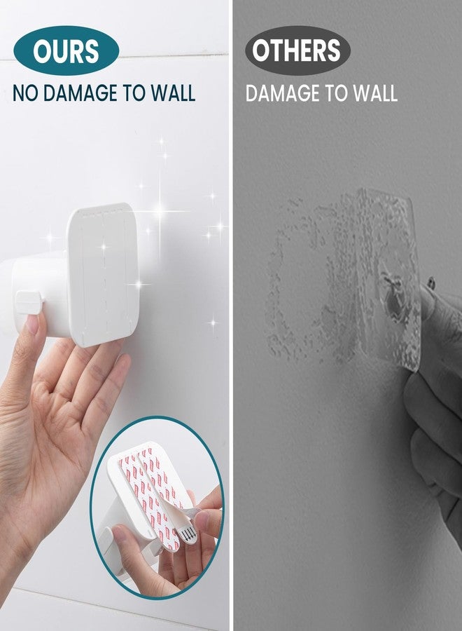 TAILI Mop and Broom Holder Wall Mount Grippers, 2 Hangers and 6 Adhesive Strips, Damage Free Hanging Wall Mount, Household Cleaning Organizer for Organization and Storage, Holds up to 4 lbs, White - Image 2