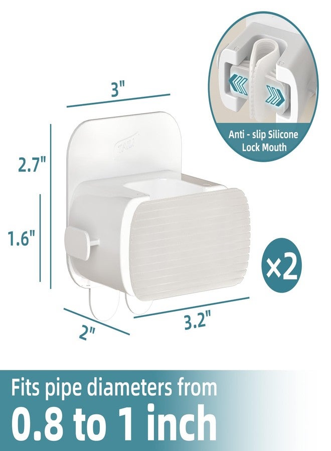 TAILI Mop and Broom Holder Wall Mount Grippers, 2 Hangers and 6 Adhesive Strips, Damage Free Hanging Wall Mount, Household Cleaning Organizer for Organization and Storage, Holds up to 4 lbs, White - Image 3