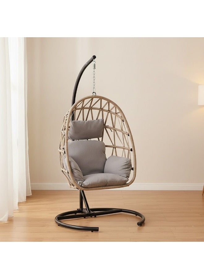 DANUBE HOME Luxury Lisbon Swing Chair, Stylish Hanging Chair With Durable Frame & Comfortable, Perfect Indoor Or Outdoor Relaxation Seat For Living Room, Balcony, Or Garden – Grey - Image 1