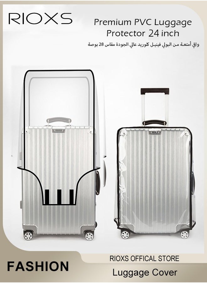 RIOXS Luggage Cover,24 Inch Clear Luggage Protector, Premium PVC Travel Luggage Cover For Wheeled Suitcase, Transparent Suitcase Covers, Waterproof Dustproof & Anti-Scratch Luggage Protector-Thickness 0.2mm,24 Inch  - Image 1