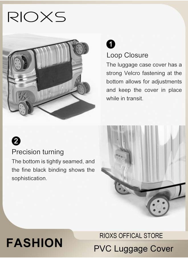 RIOXS Luggage Cover,24 Inch Clear Luggage Protector, Premium PVC Travel Luggage Cover For Wheeled Suitcase, Transparent Suitcase Covers, Waterproof Dustproof & Anti-Scratch Luggage Protector-Thickness 0.2mm,24 Inch  - Image 2