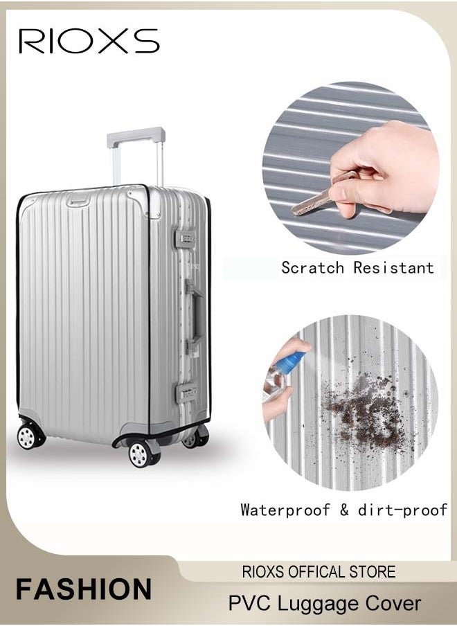 RIOXS Luggage Cover,24 Inch Clear Luggage Protector, Premium PVC Travel Luggage Cover For Wheeled Suitcase, Transparent Suitcase Covers, Waterproof Dustproof & Anti-Scratch Luggage Protector-Thickness 0.2mm,24 Inch  - Image 3