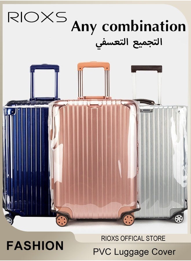 RIOXS Luggage Cover,24 Inch Clear Luggage Protector, Premium PVC Travel Luggage Cover For Wheeled Suitcase, Transparent Suitcase Covers, Waterproof Dustproof & Anti-Scratch Luggage Protector-Thickness 0.2mm,24 Inch  - Image 5