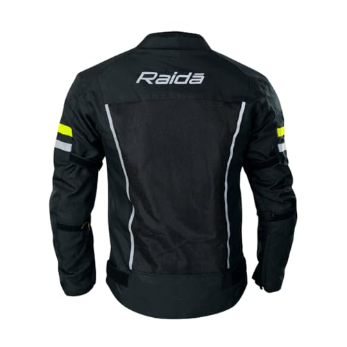 Raida Tourer Motorcycle Jacket | Level 2 Armors | Lightweight | Abrasion resistance. (IN, Alpha, S, Regular, Hi-viz/Black) - Image 3