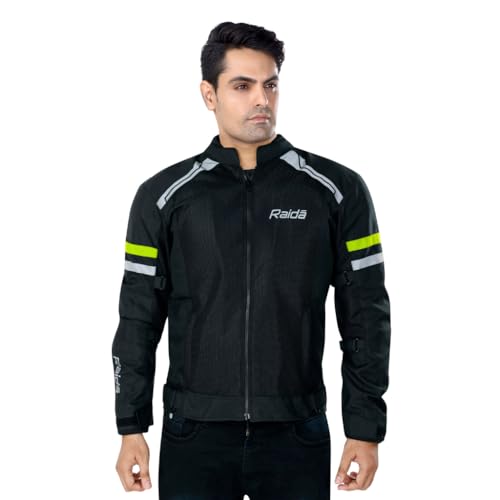 Raida Tourer Motorcycle Jacket | Level 2 Armors | Lightweight | Abrasion resistance. (IN, Alpha, S, Regular, Hi-viz/Black) - Image 1