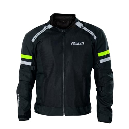 Raida Tourer Motorcycle Jacket | Level 2 Armors | Lightweight | Abrasion resistance. (IN, Alpha, S, Regular, Hi-viz/Black) - Image 2