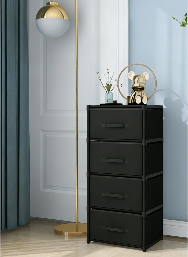 وين هولدر خزانة ذات 4 أدراج، برج تخزين، وحدة تنظيم، خزانة قماشية لغرفة النوم، الممر، طاولات متداخلة، المدخل، الخزائن، إطار فولاذي قوي، مقبض سحب سهل، سهل التركيب، 40*28*92 سم - Image 4