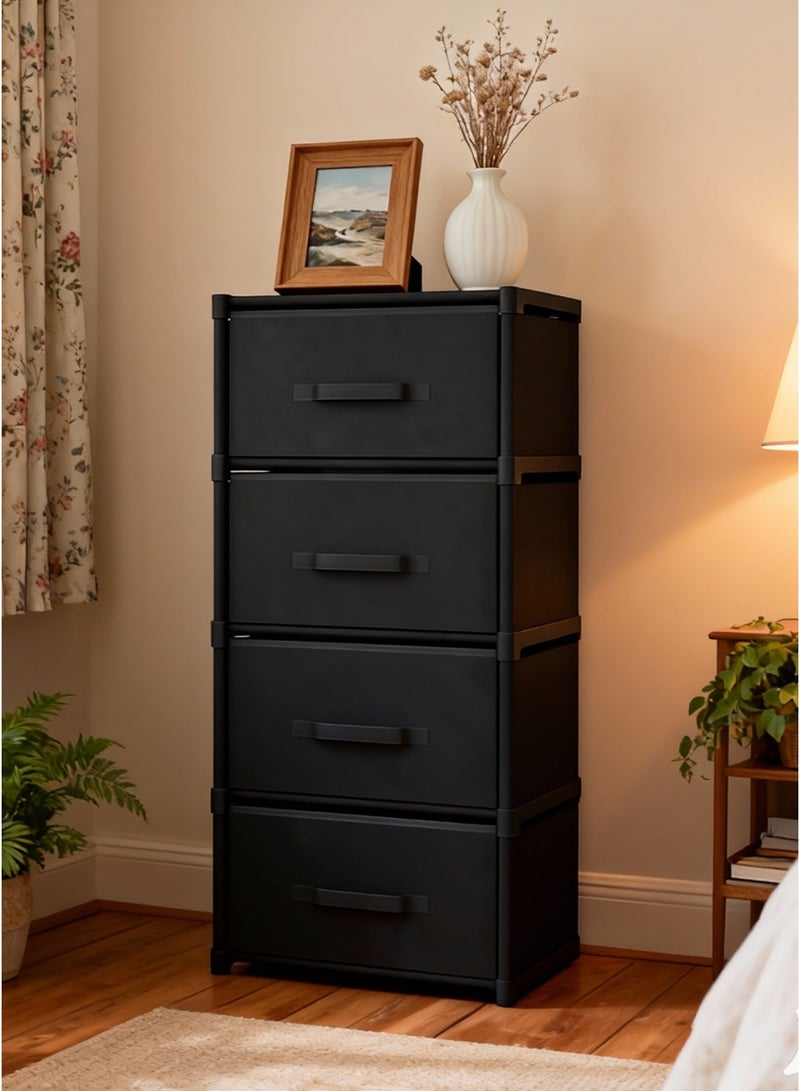 وين هولدر خزانة ذات 4 أدراج، برج تخزين، وحدة تنظيم، خزانة قماشية لغرفة النوم، الممر، طاولات متداخلة، المدخل، الخزائن، إطار فولاذي قوي، مقبض سحب سهل، سهل التركيب، 40*28*92 سم - Image 5