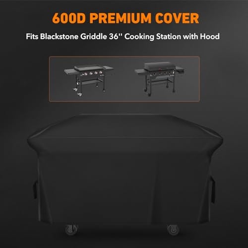 ZBXFCSH Heavy Duty 600D Polyester Cover compatible with Blackstone 36 inches 5482 Griddle Cooking Station with Hood,also compatible with Blackstone 28 inch XL,Outdoor Flat Top Gas Grill Cover with Straps - Image 4