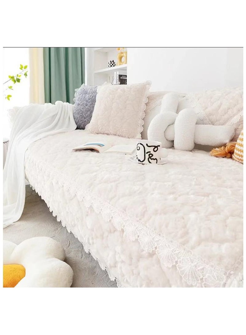 Comfy Lace Soft And Premium Quality Sofa Topper/Cover White 210X 90Cm