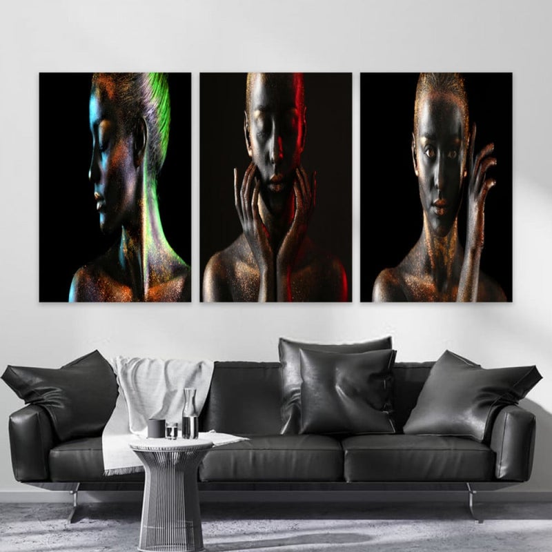 ماركتنا ثلاث لوحات قماشية فخمة بتصميم مودرن مع برواز مجوف مقاس (90×40) ثلاث قطع - Image 1