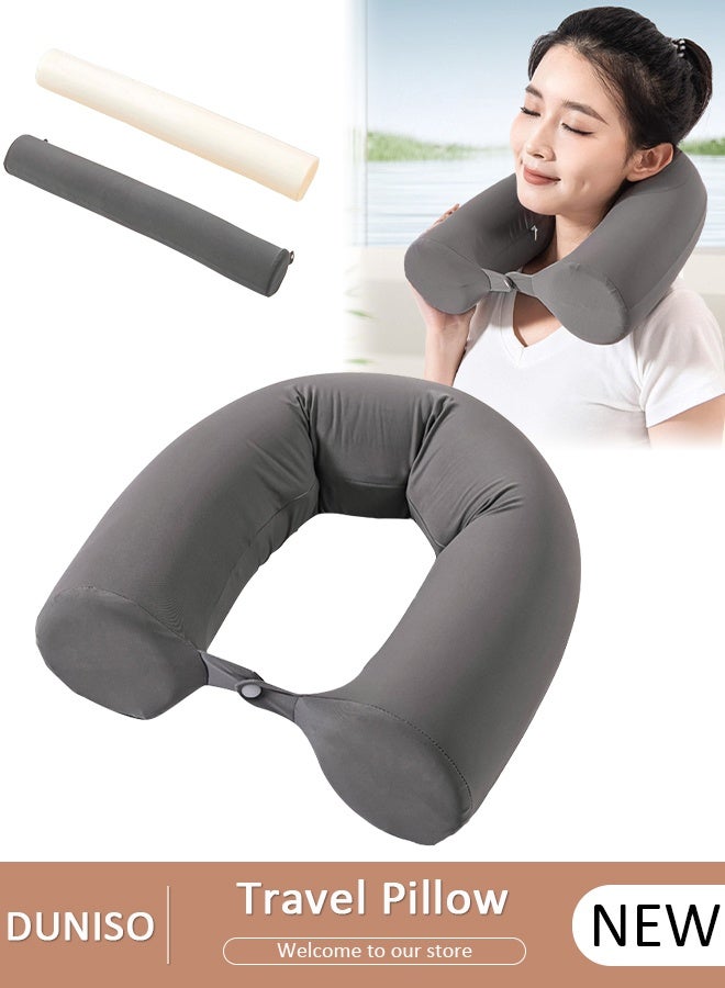 DUNISO Twist Memory Foam Travel Pillow, Neck Pillow for Neck, Chin, Lumbar and Leg Support Pain Relief, Adjustable Ergonomic Neck Pillow for Airplane, Car, Home - Image 1