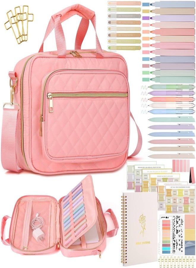 Thrilez All-in-One Bible Cover Case for Women, Quilted Bible Study Journaling Kit with Church Notebook, Highlighters, Tabs & Bible Accessories for Inspiring Christian Gift - Image 1