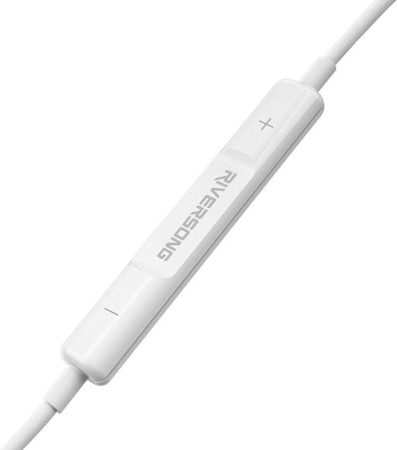 RIVERSONG Spirit M Wired Earbuds with 3.5MM Jack, Headphones with Mic & volume Control, Powerful Heavy Bass, High Definition, Ear BudsCompatible with Android, iPhone, iPad, MP3, Laptop, & More, White - Image 2