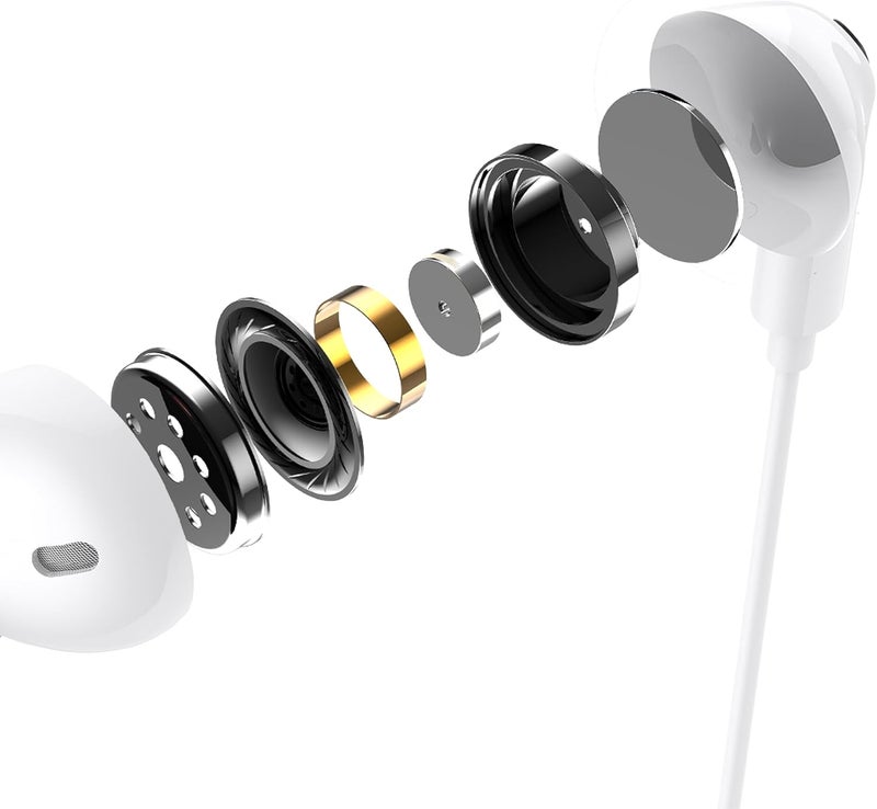 RIVERSONG Spirit M Wired Earbuds with 3.5MM Jack, Headphones with Mic & volume Control, Powerful Heavy Bass, High Definition, Ear BudsCompatible with Android, iPhone, iPad, MP3, Laptop, & More, White - Image 3