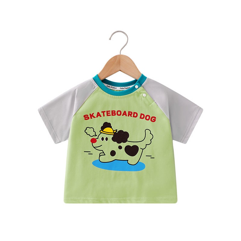Summer Children'S Short-Sleeved Baby'S Top Short-Sleeved T-Shirt Casual Summer Wear Boys And Girls Cartoon Animals - Image 1
