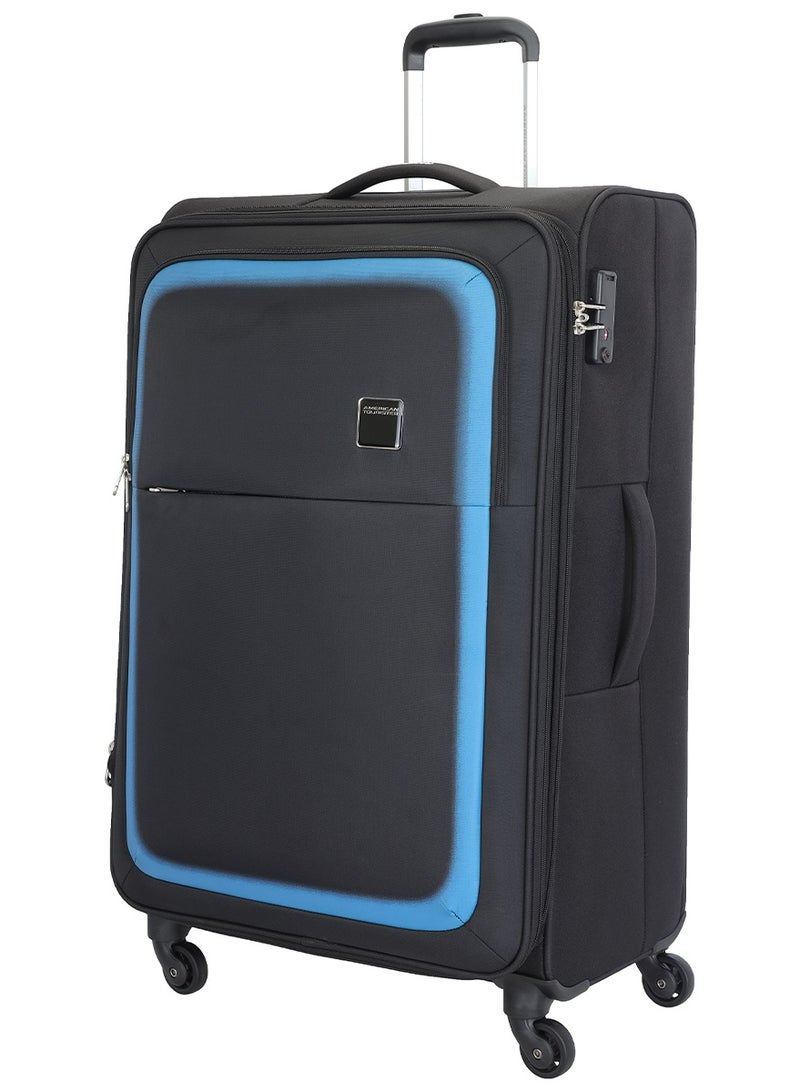 AMERICAN TOURISTER حقيبة سفر أمريكان تورستير سيفيل، مجموعة 3 قطع (57+69+81 سم)، 4 عجلات، قمة ناعمة، بوليستر، أسود|قفل TSA|حجرة تخزين أمامية|جيب شبكي بسحاب داخلي - ضمان دولي لمدة 3 سنوات - Image 2