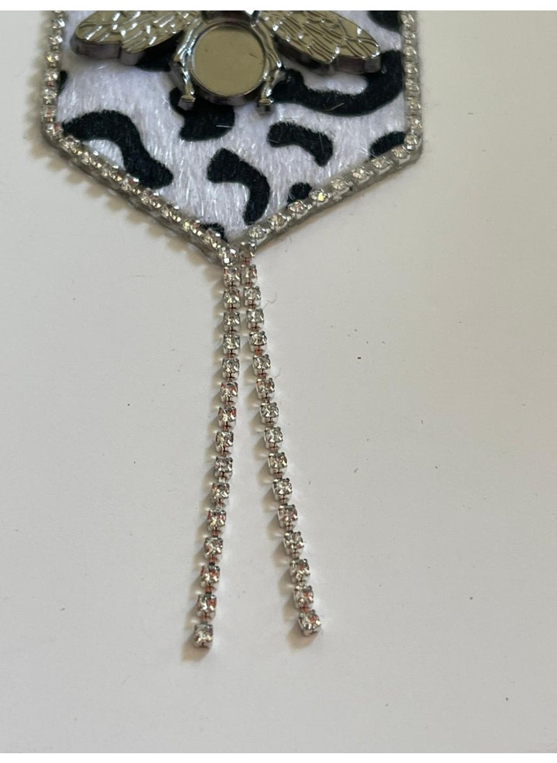 Gönülden Tasarım Heart Design 7x5 cm Dalmatian Zircon Stone Bee Iron-On Applique Patch Badge  - Image 2