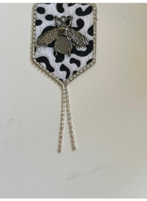 Heart Design 7x5 cm Dalmatian Zircon Stone Bee Iron-On Applique Patch Badge