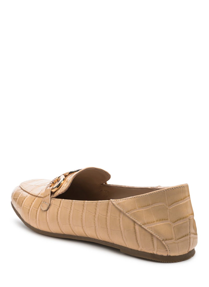 London Rag Croc Textured Metal Show Detail Loafers in Beige  - Image 3