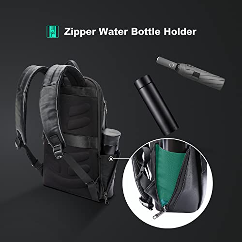 BOPai Unisex Slim Genuine Leather Laptop Backpack Men for 15-15.6 inch Business Smart Professional Lightweight Backpack with USB Charging Office Commuter Computer Rucksack Executive Anti Theft Black - Image 5