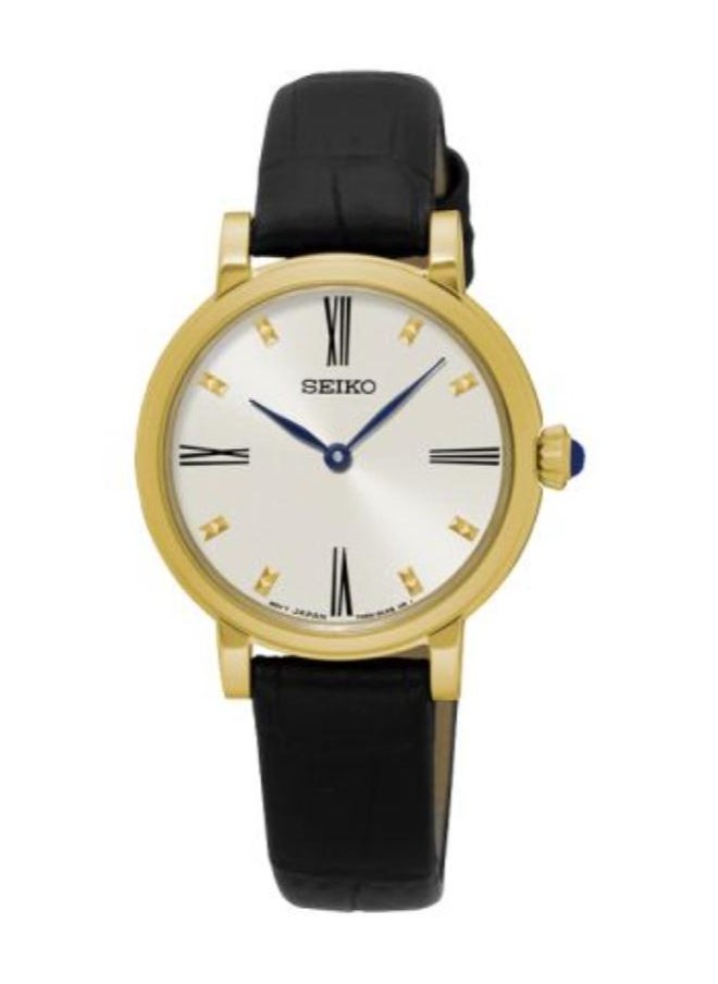 Seiko Ladies' Watch QUARTZ Black Leather Strap, White Dial SFQ814P2  - Image 3