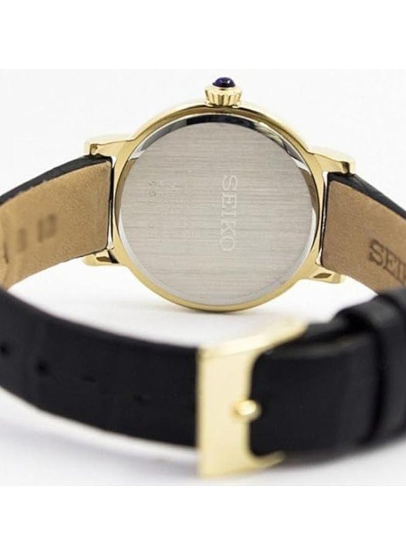 Seiko Ladies' Watch QUARTZ Black Leather Strap, White Dial SFQ814P2  - Image 2