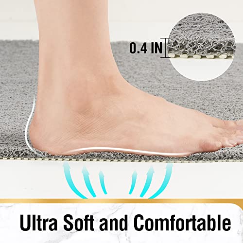 HITSLAM Non Slip Bathtub Mat 40 x 16 Inch, Extra Long Bath Mat for Tub, Soft PVC Loofah Shower Floor Mat with Drain, Quick Drying Bathroom Tub Mat for Wet Area, Without Suction Cup, Grey - Image 5