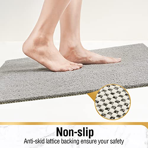 HITSLAM Non Slip Bathtub Mat 40 x 16 Inch, Extra Long Bath Mat for Tub, Soft PVC Loofah Shower Floor Mat with Drain, Quick Drying Bathroom Tub Mat for Wet Area, Without Suction Cup, Grey - Image 3