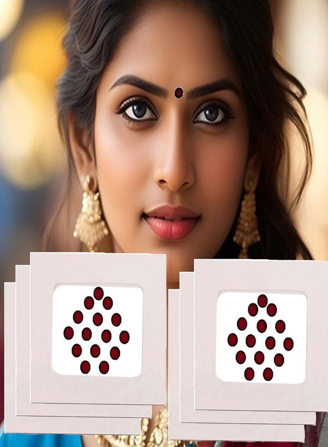 THANUS CRAFT THANU'S CRAFT 7mm Small Maroon Premium Velvet Round Shape Black Border Sticker Sketch Kumkum Dark Maroon Bindi for Women - Image 4