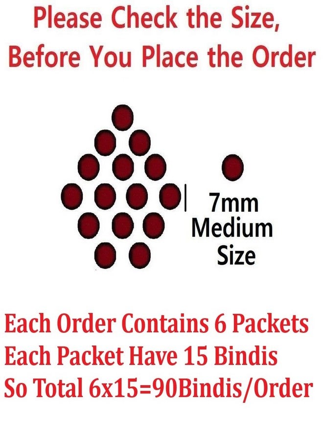 THANUS CRAFT THANU'S CRAFT 7mm Small Maroon Premium Velvet Round Shape Black Border Sticker Sketch Kumkum Dark Maroon Bindi for Women - Image 3
