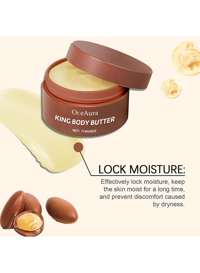 OceAura King Body Butter ,Organic Scented Body Cream for Men Women,Shea Butter Body Lotion, Body Moisturiser, Softens & Boosts Skin's Overall Moisture and Radiance, Suitable for Dry Skin 114G - Image 4