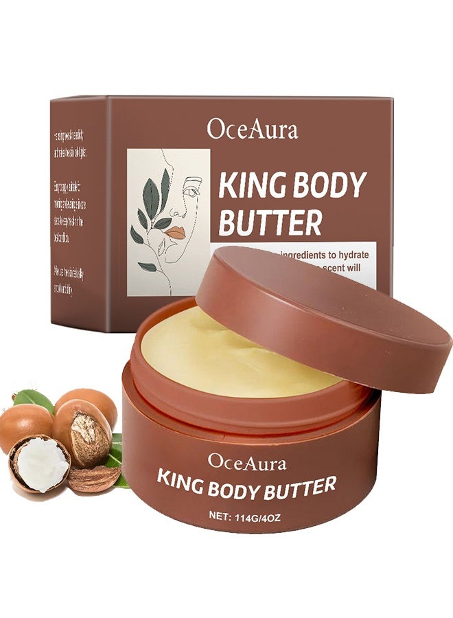 OceAura King Body Butter ,Organic Scented Body Cream for Men Women,Shea Butter Body Lotion, Body Moisturiser, Softens & Boosts Skin's Overall Moisture and Radiance, Suitable for Dry Skin 114G - Image 1