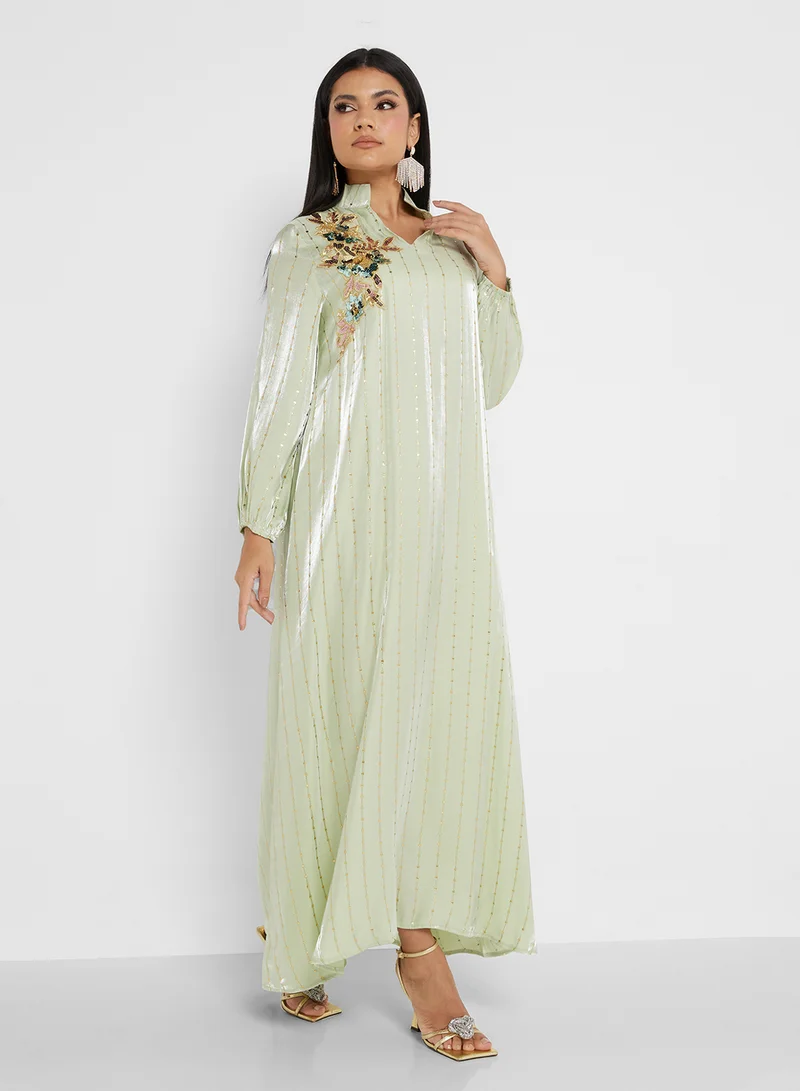 Khizana Embroidered Long Sleeve Dress